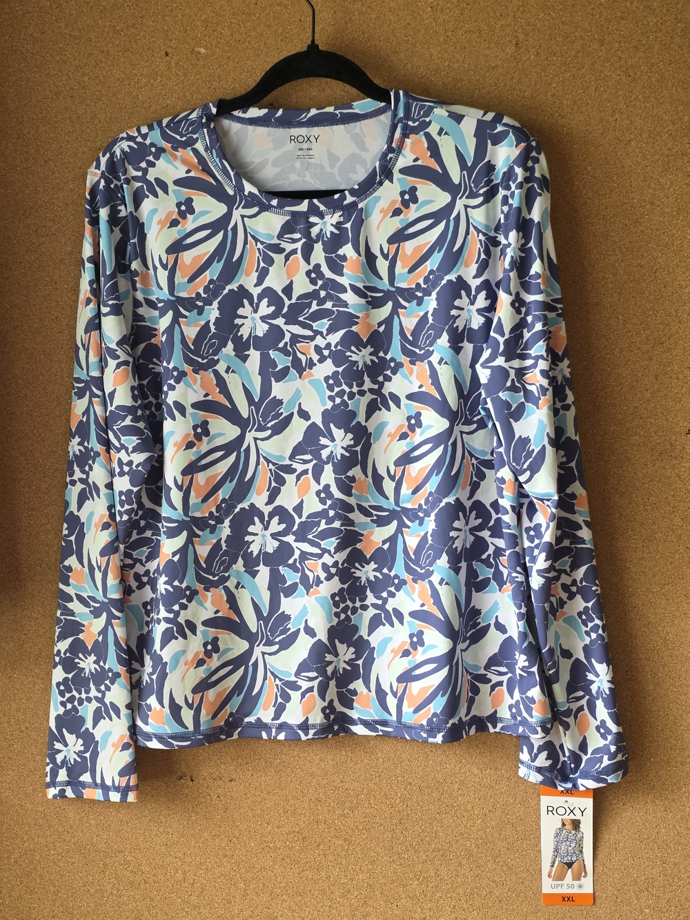 Roxy UPF 50 Sun Protection Rashguard XXL Floral Surf Swim Shirt NWT